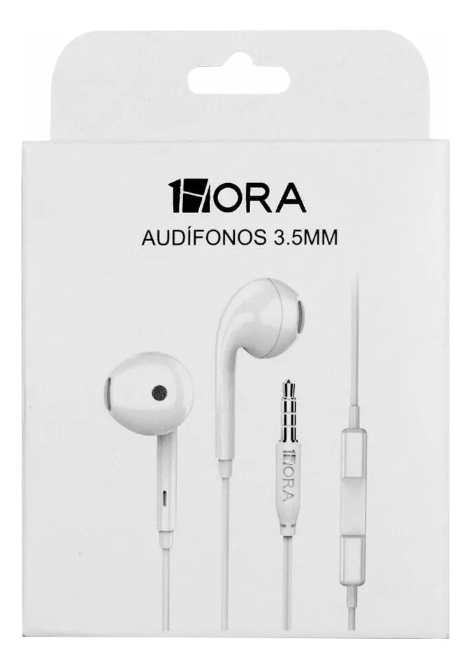 Audífonos In Ear Manos Libres Alambricos Micrófono 3.5 1hora Color Blanco