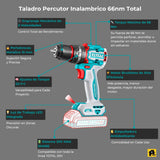 Taladro Percutor 1/2 Inalambrico Total 66nm +50 Acc Brushles Turquesa 50 Hz/60 Hz