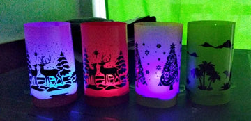 Faroles Noche De Velitas Navideños!!!!con Led De Colores