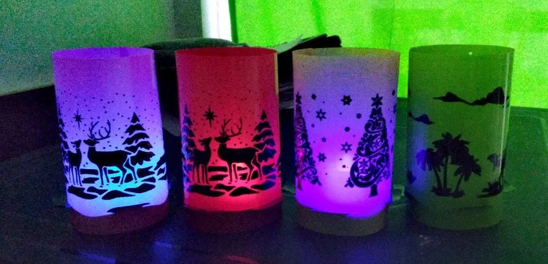 Faroles Noche De Velitas Navideños!!!!con Led De Colores