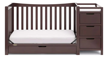 Cuna Y Cambiador Convertible 4 En 1 Color Espresso