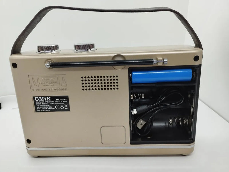 Radio Multibandas Mp3 Portatil Recargable Blue Sonido Claro Dorado
