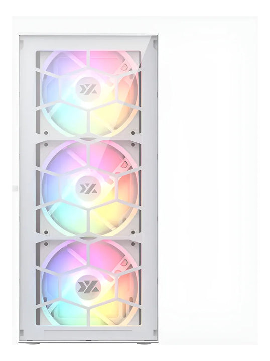 Chasis Xyz Airone 100 Glass Blanca 6.fan Argb Vidrio Templad Blanco