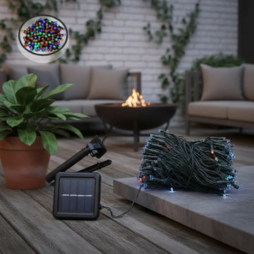 Luces Navideña Ventana Multicolor Con Carga Solar 100 Leds
