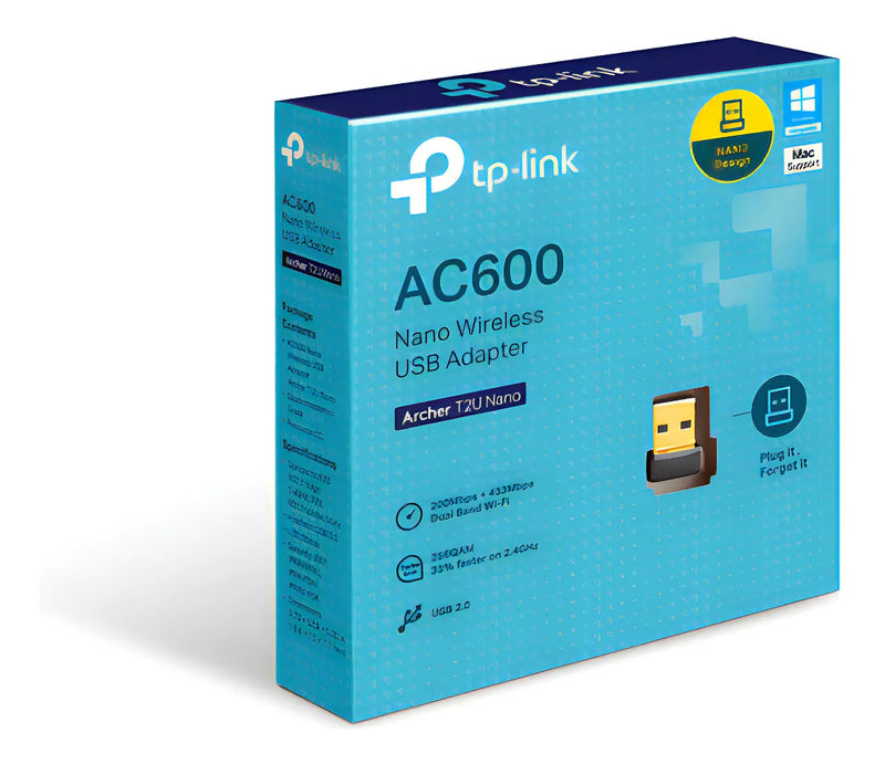 Placa De Red Usb Tp Link Archer T2u Wifi Nano Ac600 Dual Band