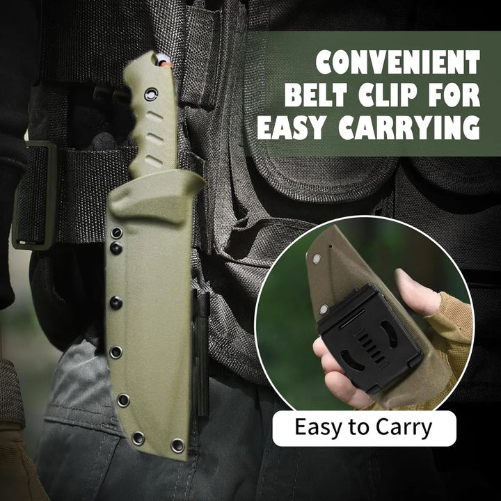 Jasni Cuchillo De Caza De Supervivencia Con Funda, Acero Ino