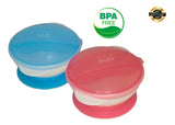 Plato Antiderrame Chupa Para Bebes + Cuchara Silicona Y Tapa Color