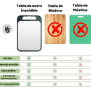 Tabla De Picar Alimentos Acero Inoxidable Antibacterial Geométrico Plateado