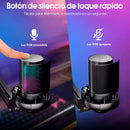 Micrófono Con Soporte de Brazo Condensador Cardioide USB para Gamer Para Pc Para Celular Tipo C Podcast streaming Luuk Young U850B Negro