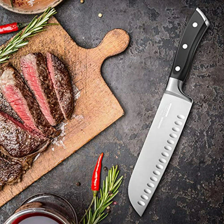 Cuchillo Santoku 7 , Acero Alemán, Compatible Con Carne, Ver
