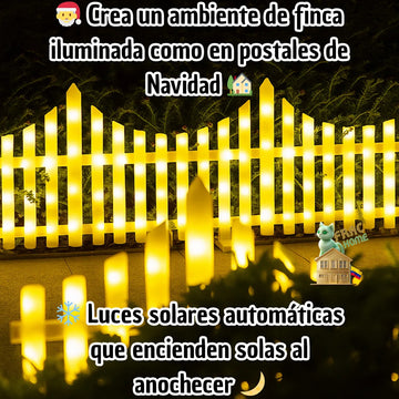 Set Kit Cerca Valla Plástica Luz Solar Automática Led Decoración Navideña Delimitar Sendero Cerramiento División Borde Jardín Finca Patio Nocturno Mágico Confiable Duradero Exterior 1.75 Metros