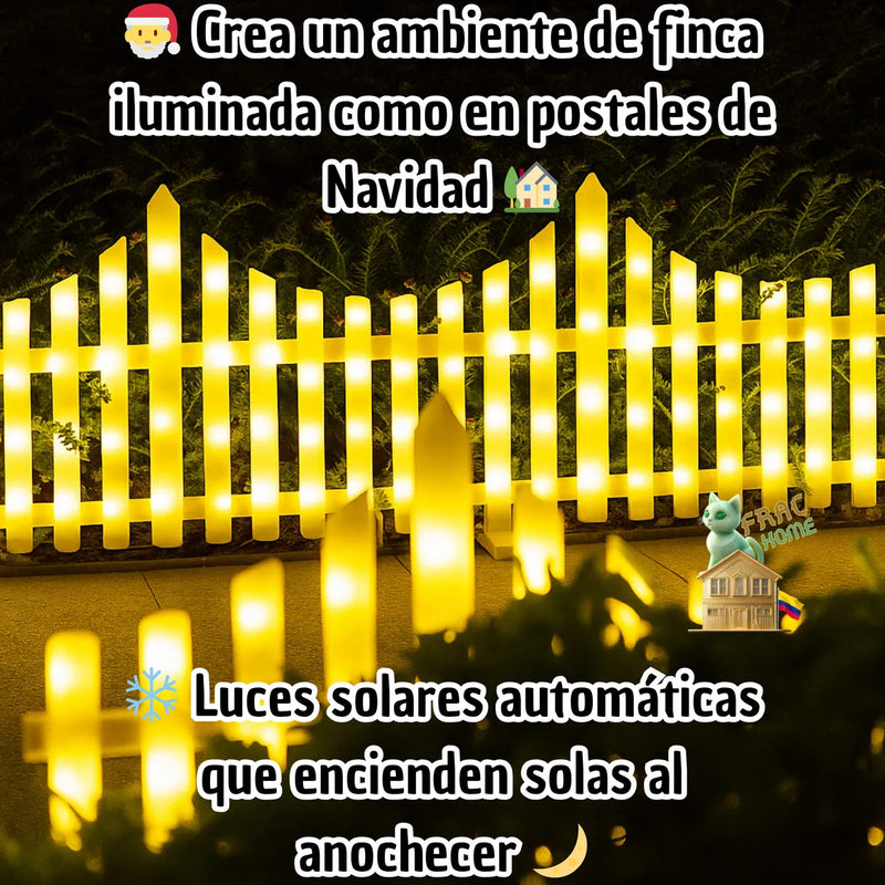 Set Kit Cerca Valla Plástica Luz Solar Automática Led Decoración Navideña Delimitar Sendero Cerramiento División Borde Jardín Finca Patio Nocturno Mágico Confiable Duradero Exterior 1.75 Metros