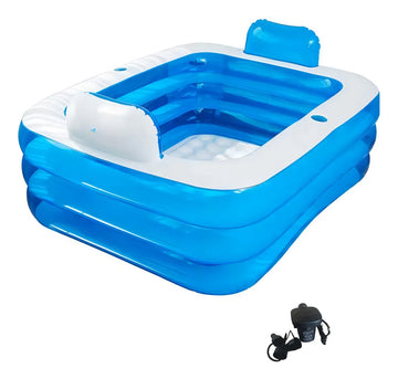 Banera Inflable Doble Con Bomba De Aire Electrica Y Reposaca