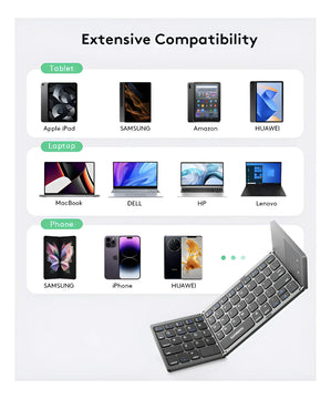 Mini teclado Bluetooth plegable ultrafino con panel táctil Genérica B033 Gris oscuro