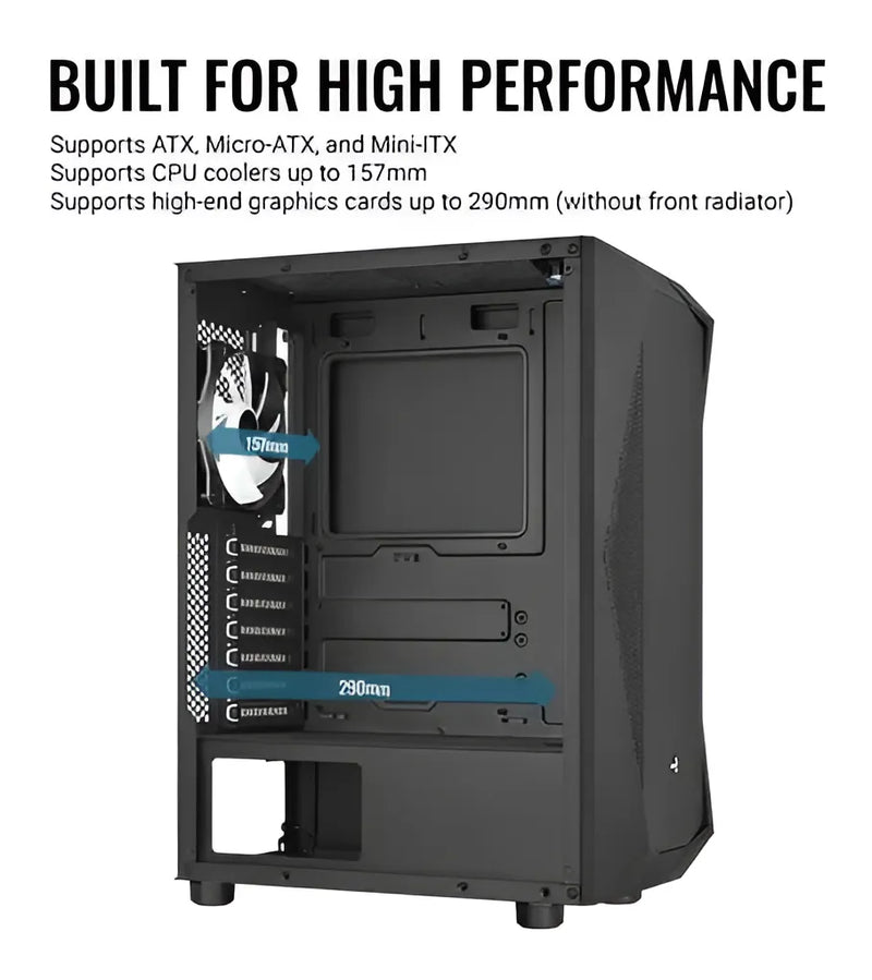 Chasis Caja Gamer Aerocool Falcon Rgb Vidrio 4 Fans Argb Color Negro