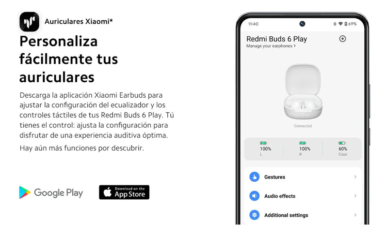 Auriculares Xiaomi Redmi Buds 6 Play Color Blanco