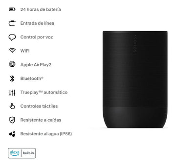 Sonos Move 2 Parlante Portátil Con Sonido Estéreo Wifi Y Bt Negro