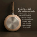 Setx3 Sartenes Tasty(18cms, 20cms, 24cms)en Aluminioprensado Color Beige