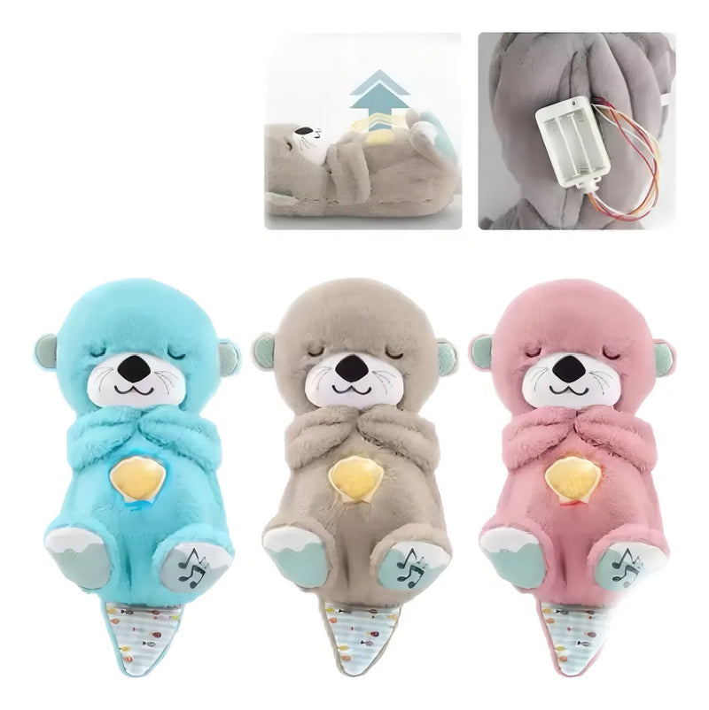 Peluche Realista Nutria Bebe Estimulacion Sensorial Sonido, Compañera De Respiración Relajante Ansiedad Te Ayuda A Dormir Color Gris