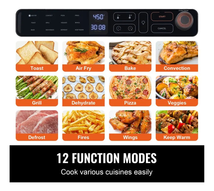 Air Fryer Horno Tostador Freidora De Aire 12en1 Cocina Plateado