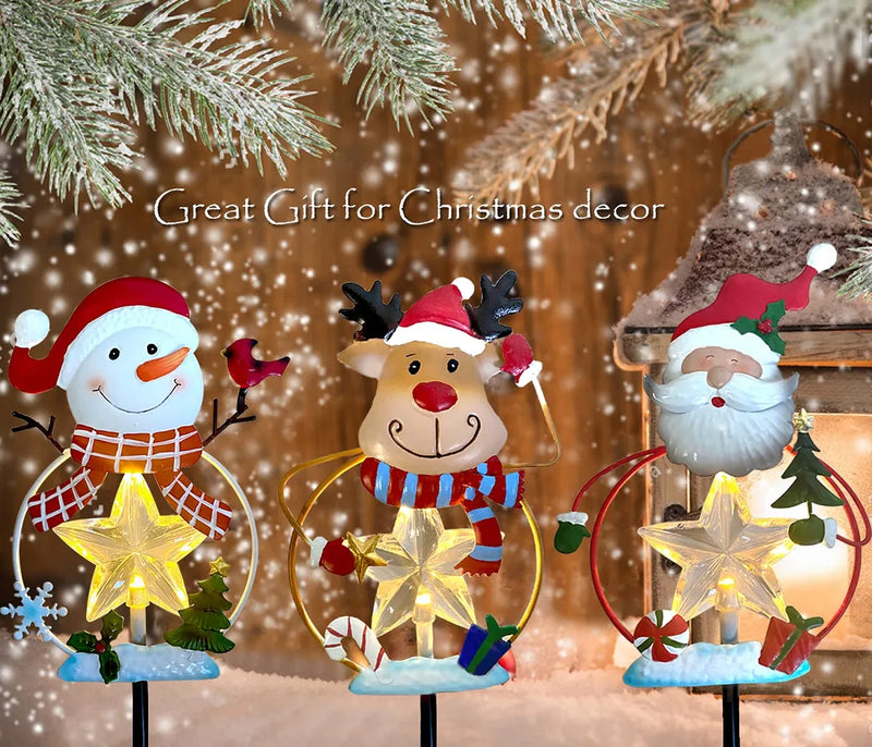 Decoracion Navidena Led De 3 Luces Solares Con Paneles De Al