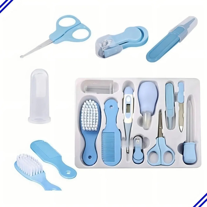 Kit de Higiene para Bebé Recién Nacido 10 Piezas Cepillo Peine Termómetro Color Azul