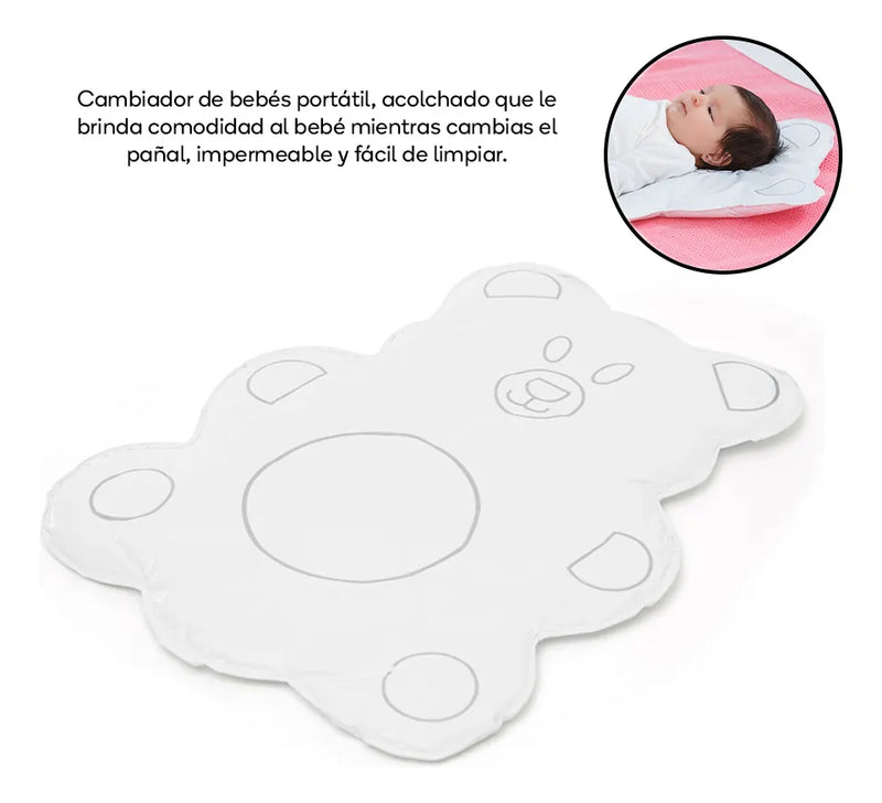 Cambiador Semi Acolchado Oso Para Bebe Toral Blanco