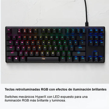 Teclado HyperX Alloy QWERTY Red- Linear inglés US color negro con luz RGB