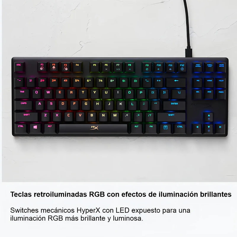 Teclado HyperX Alloy QWERTY Red- Linear inglés US color negro con luz RGB
