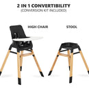 Silla Alta Compacta De Madera Negra Portátil Con Bandeja Aju