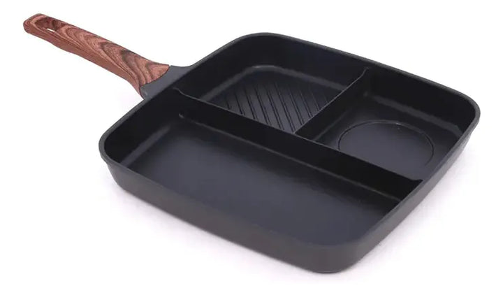 Sarten Antiadherente Multirrejilla Con 3 Divisiones Color Negro