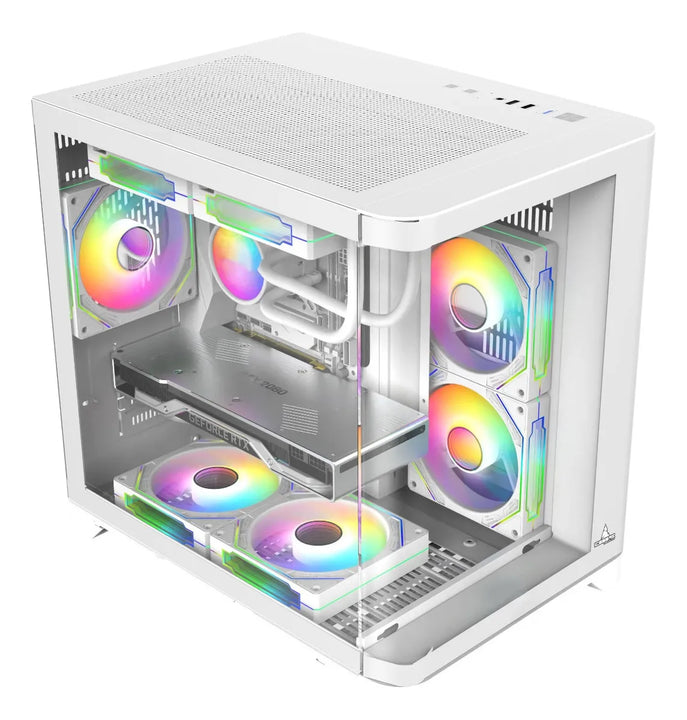 Gabinete Gamer Iceberg Crystal Wave M Blanca Argb 3 Fans Blanco