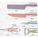 Juego Cuchillos Antiadherentes Cocina X6 Piezas + Tijeras Multicolor