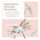 Silla Alta Plegable 3 En 1 Para Bebé 7 Alturas 4 Reclinables