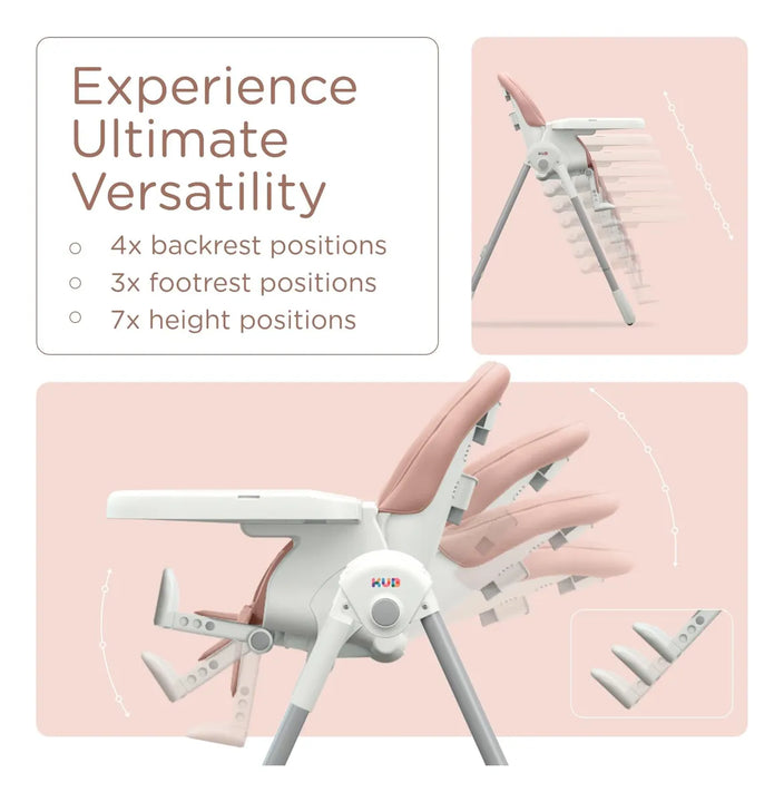 Silla Alta Plegable 3 En 1 Para Bebé 7 Alturas 4 Reclinables