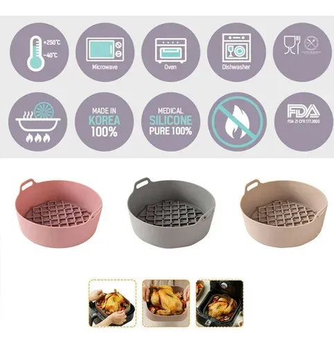Bandeja Protectora De Silicona Para Freidora De Aire Beige