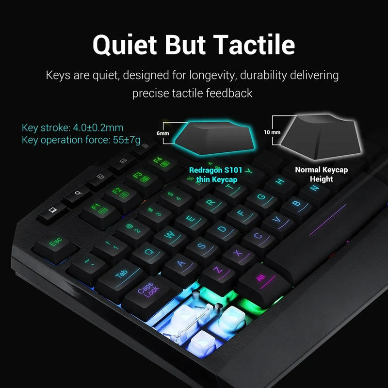 Combo Gamer 4en1 Redragon S101: Teclado, Mouse, Pad, Diadema Negro Negro