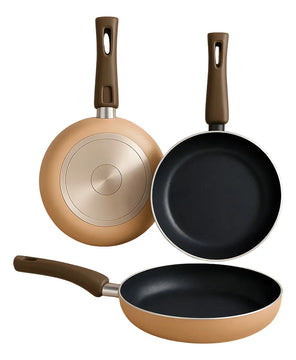 Setx3 Sartenes Tasty(18cms, 20cms, 24cms)en Aluminioprensado Color Beige