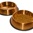 Plato Comedero Bronce Perro Grande Acero Inoxidable 21cm