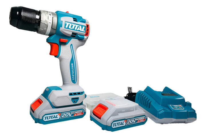 Taladro Inalámbrico Total 1/2 Percutor 20v 2 Baterías Maleta - Turquesa