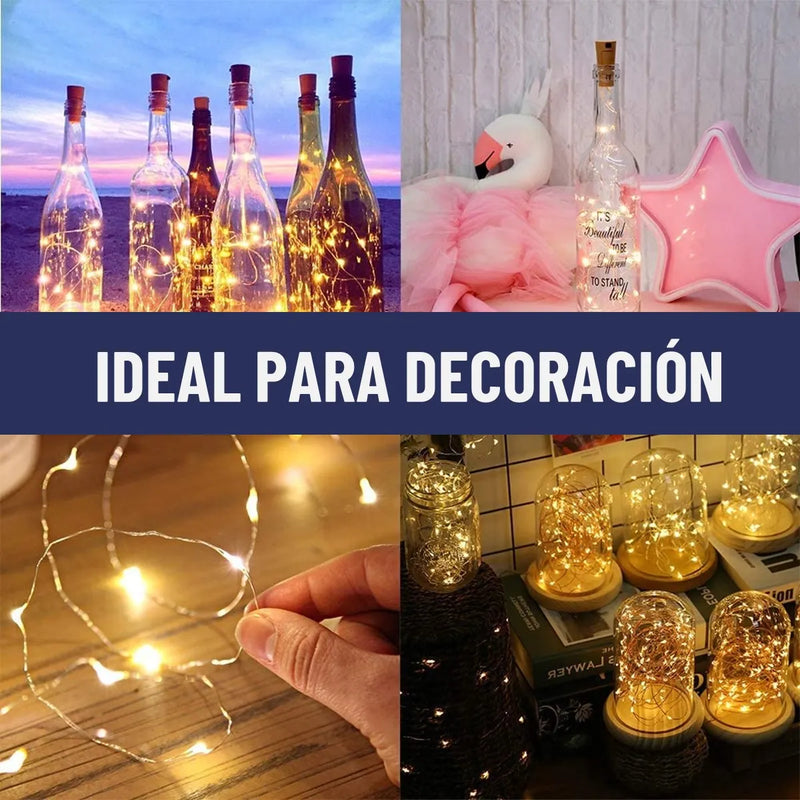 Luces Led Guirnalda Con Corcho Botella Hada X10 Unidades Calida