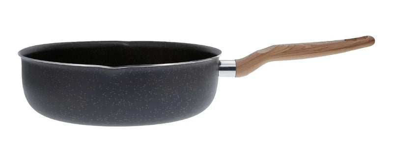 Sartén Profundo Imusa Natural Stone 24cm Con Tapa De Vidrio Color Gris