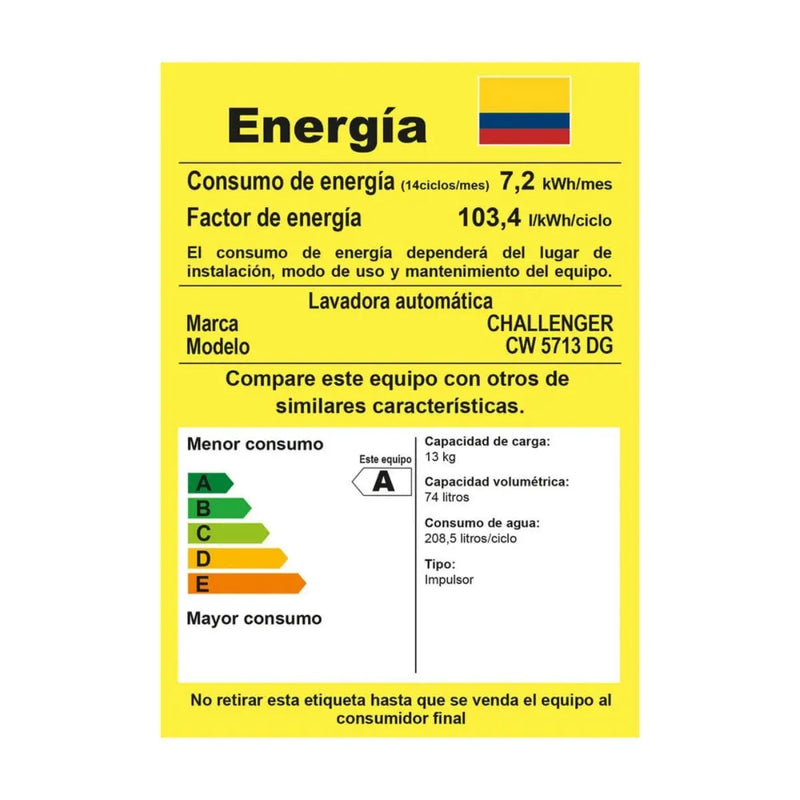 Lavadora Automática Challenger Ref. Cw 5713 Dg Color Dark gray