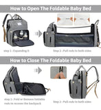 Mochila 3 En 1 Pañalera Cuna Y Mudador Portátil Para Bebés