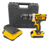 Taladro Inalámbrico Percutor 1/2 Kit Accesorios Amarillo