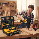 Taladro Inalámbrico 21v Atornillador Percutor 2 Baterias Amarillo 50/60