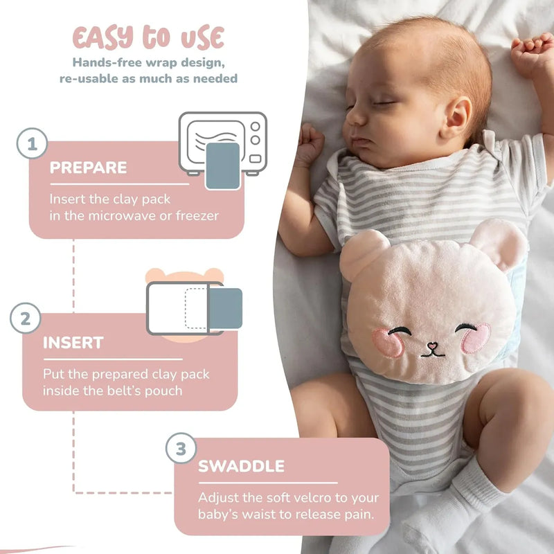 Cinturón Bebe Pañales Para Calmar Cólicos Alivio Gases Gris Oso