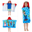 Toalla Con Capucha Super Mario Niños Baño Playa Piscina Azul