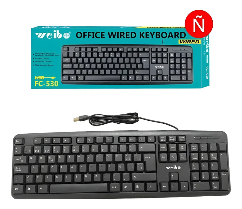 Teclado Alambrico Fc-530 Usb Español Qwerty Resistente Agua