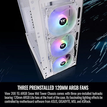 Thermaltake View 200 Tg Snow Argb Motherboard Sync Atx Caja White